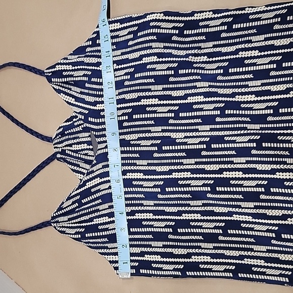 Myne, Size 2, Blue and Cream Patterned Camisole, Braided Straps, EUC - Picture 4 of 9